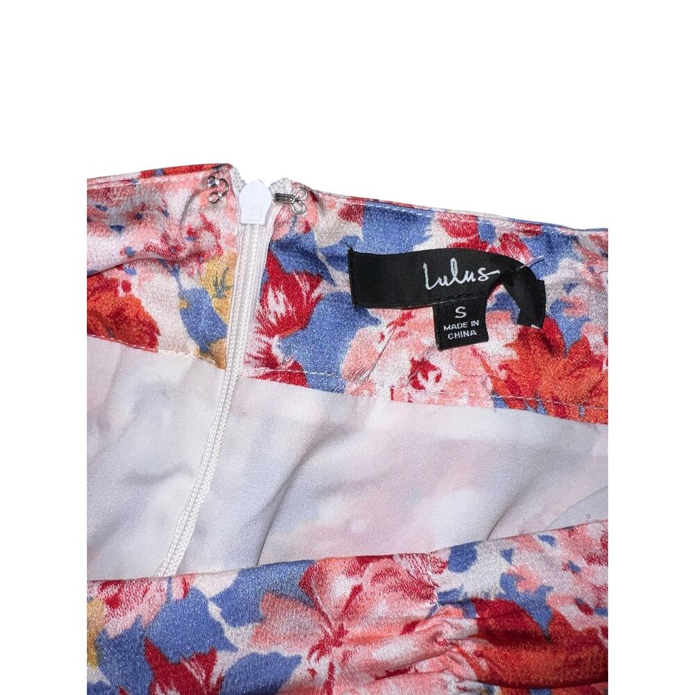 Lulus Floral Midi Skirt Small High Waisted Slit Summer Spring NWOT - Picture 7 of 10